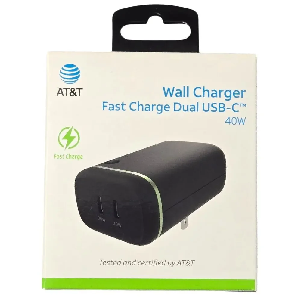 AT&T Wall Charger Fast Charge Dual USB-C 40W